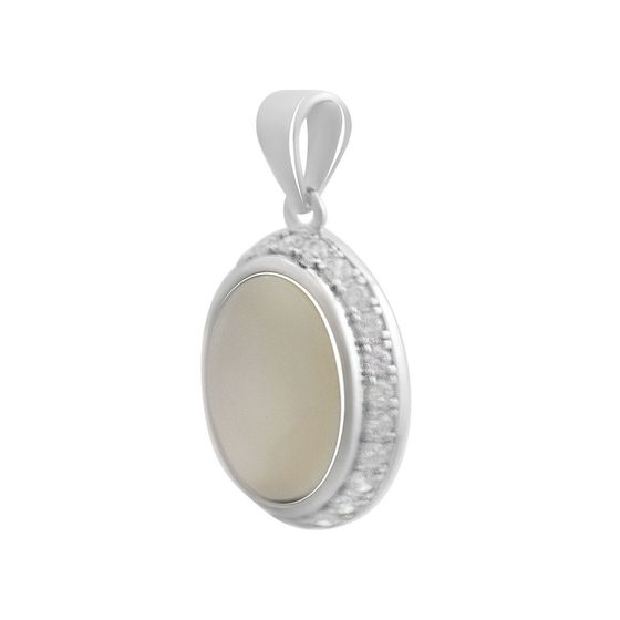 Серебряная подвеска с фианитами, перламутром