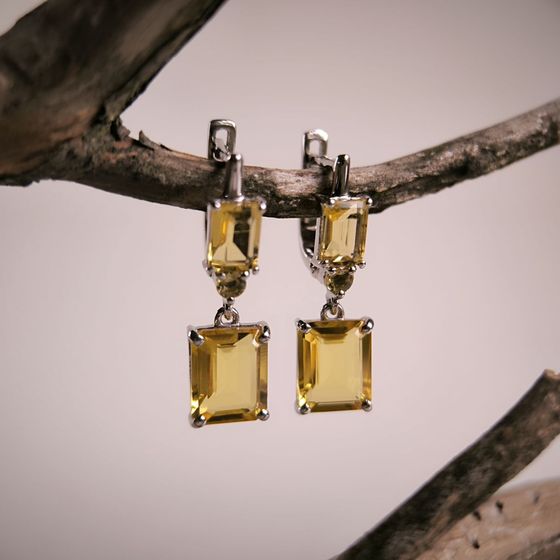 Серебряные серьги с цитрином nano 7.813ct