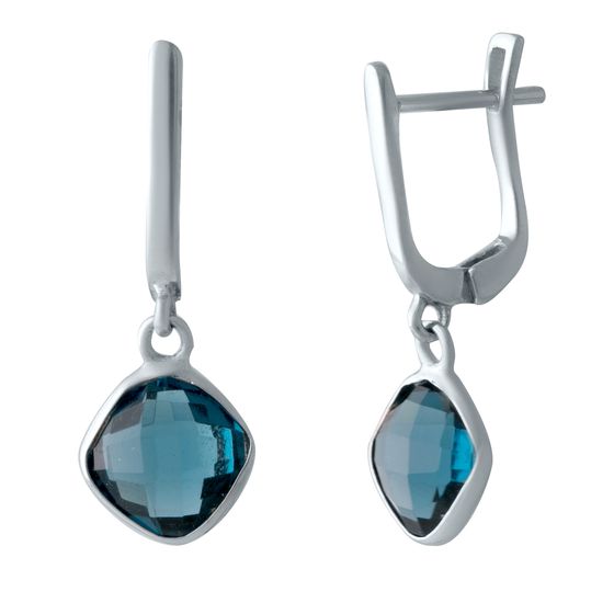 Серебряные серьги с топазом Лондон Блю 3.515ct