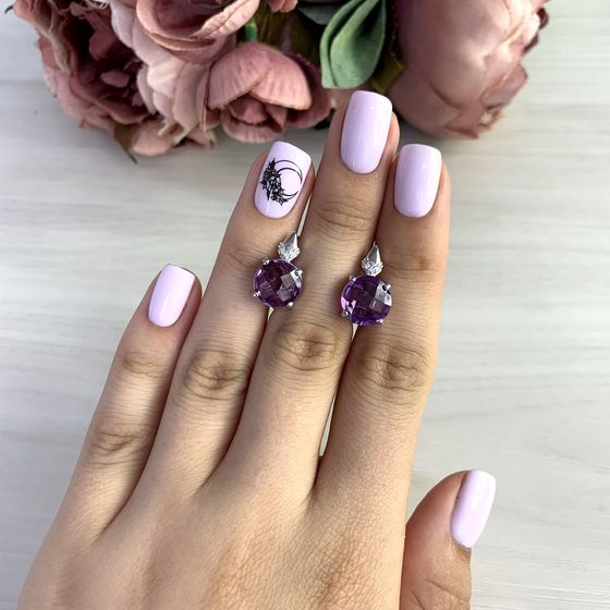 Серебряные серьги с александритом 10.51ct, фианитами