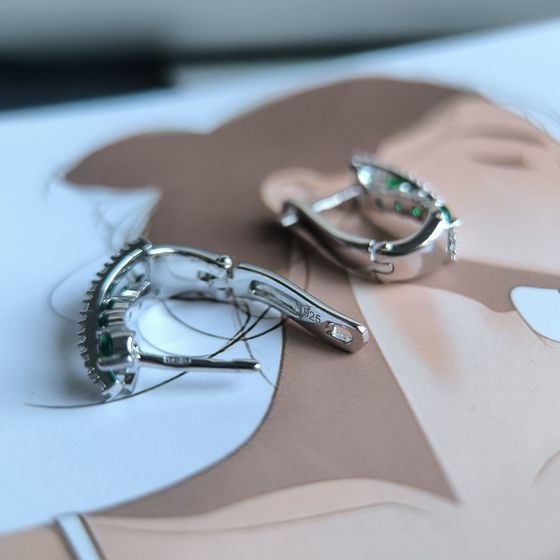 Серебряные серьги с изумрудом nano 1.152ct