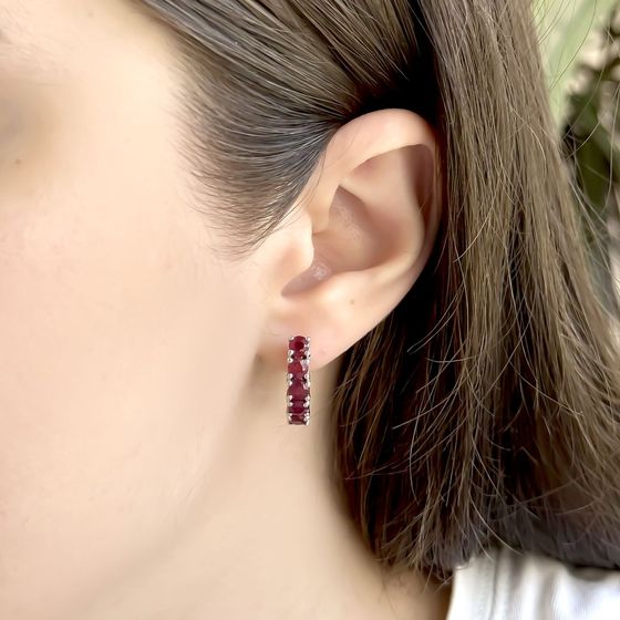 Серебряные серьги с рубином 4.05ct