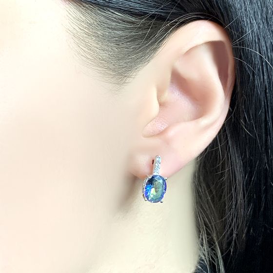 Серебряные серьги с мистик топазом 6.65ct