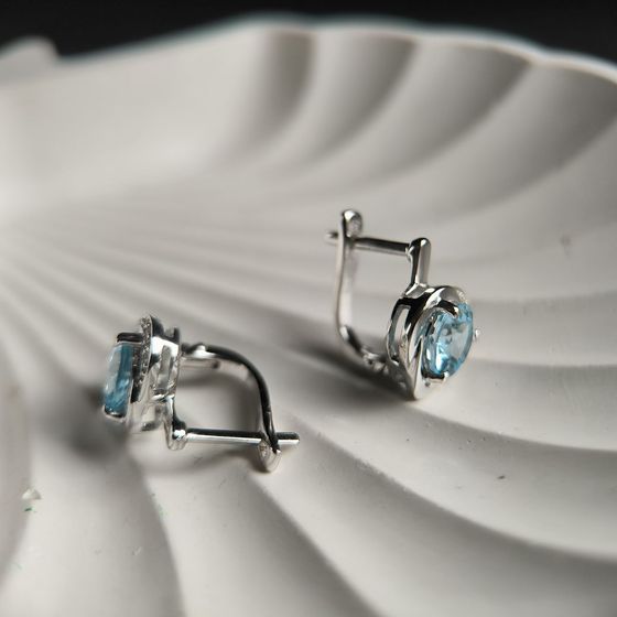 Серебряные серьги с топазом 3.197ct