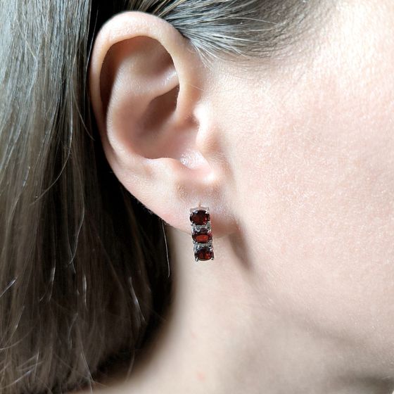 Серебряные серьги с гранатом 2.852ct