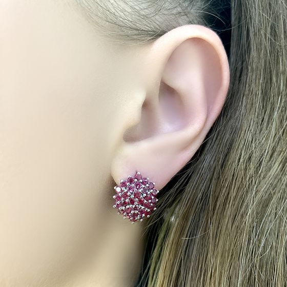 Серебряные серьги с рубином 3.167ct