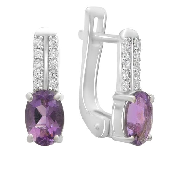 Серебряные серьги с аметистом 1.738ct