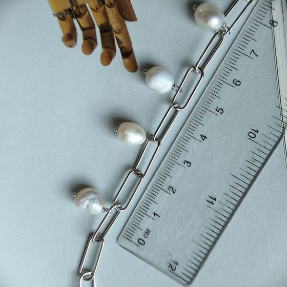 Серебряный браслет с жемчугом барочным