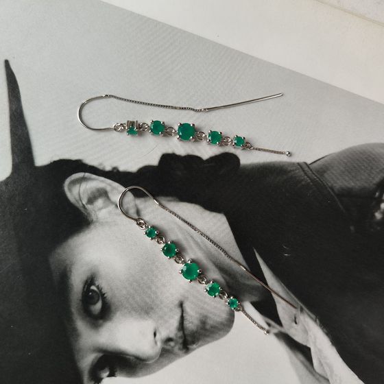 Серебряные серьги с агатом 2.298ct