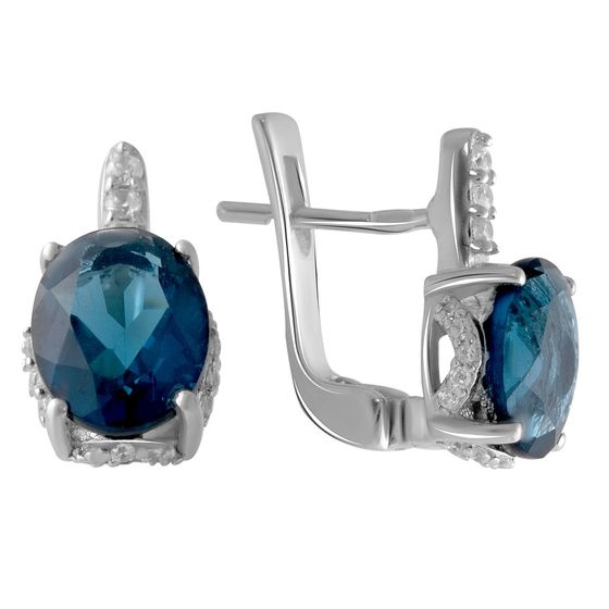 Серебряные серьги с топазом Лондон Блю 3.625ct