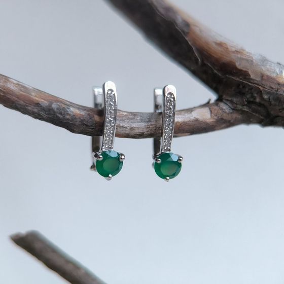Серебряные серьги с агатом 1.144ct
