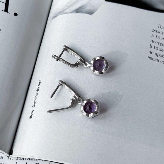 Серебряные серьги с аметистом 5.279ct