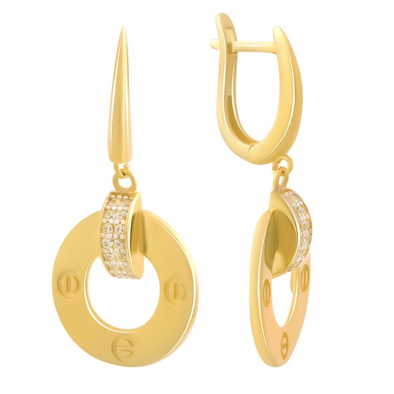 Золотые серьги с фианитами 0.28ct