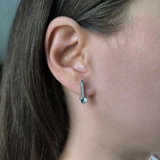 Серебряные серьги с топазом 1.211ct