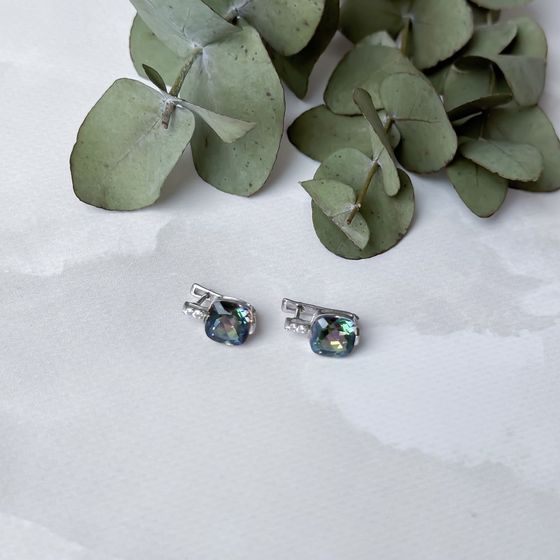 Серебряные серьги с мистик топазом 10.511ct