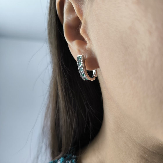 Серебряные серьги с изумрудом nano 1.102ct