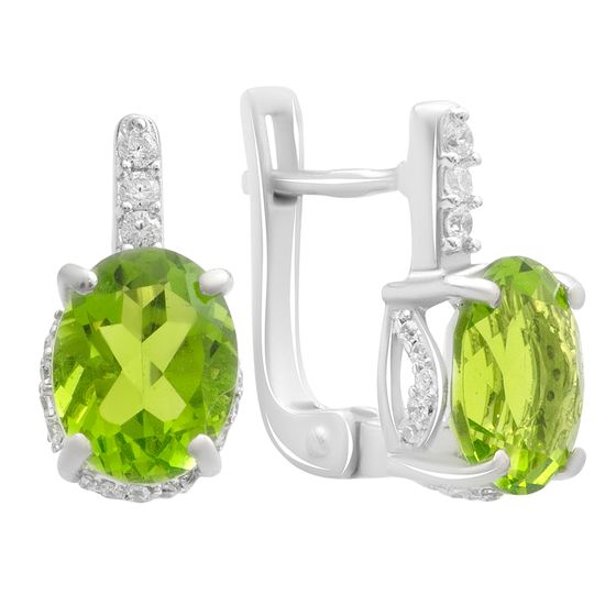 Серебряные серьги с хризолітом 3.494ct