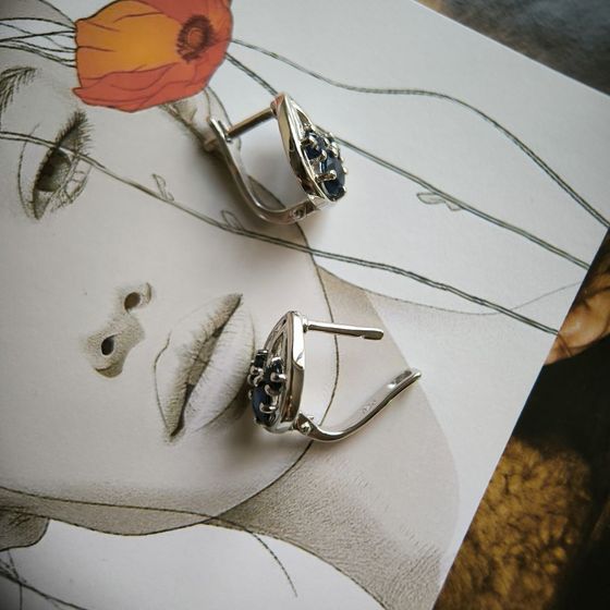 Серебряные серьги с сапфиром 2.238ct