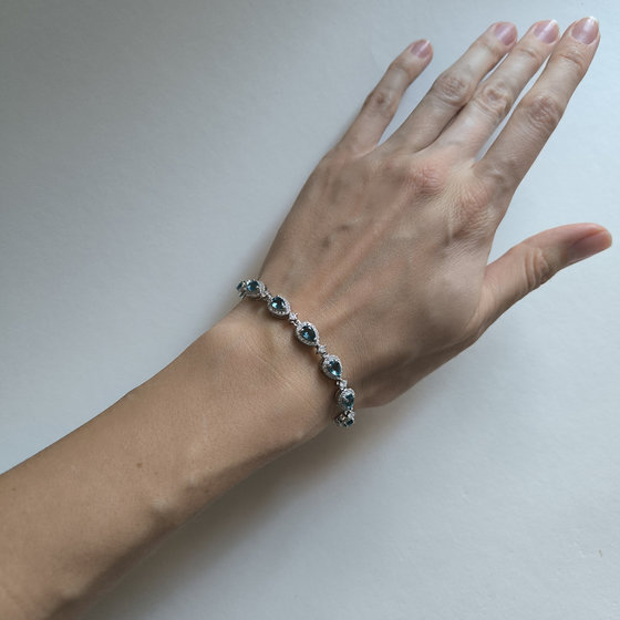 Серебряный браслет с топазом Лондон Блю 6.674ct