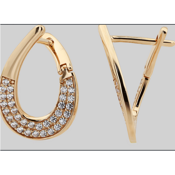 Золотые серьги с фианитами 0.74ct