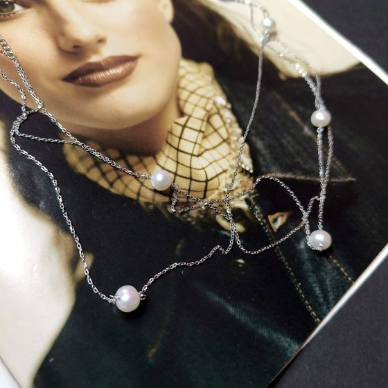 Серебряное колье с жемчугом барочным