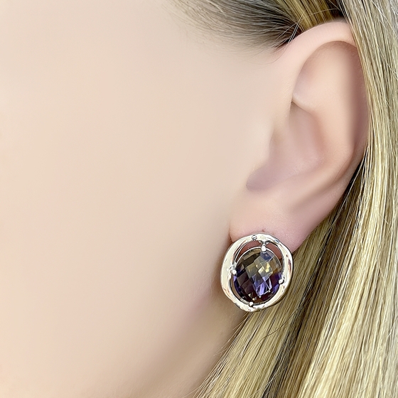 Серебряные серьги с аметрином nano 7.113ct