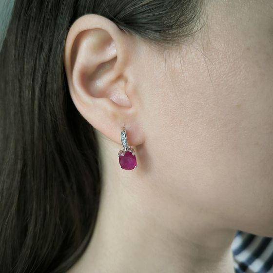 Серебряные серьги с рубином 8.153ct