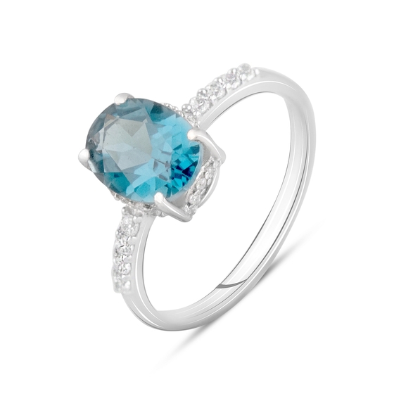Серебряное кольцо с топазом Лондон Блю 1.83ct