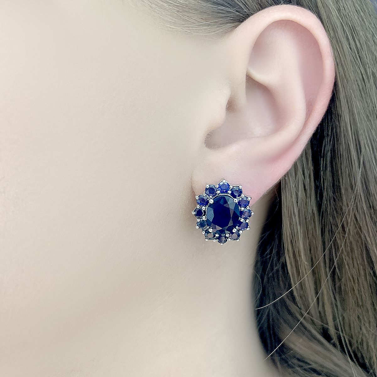Серебряные серьги с сапфиром 10.758ct