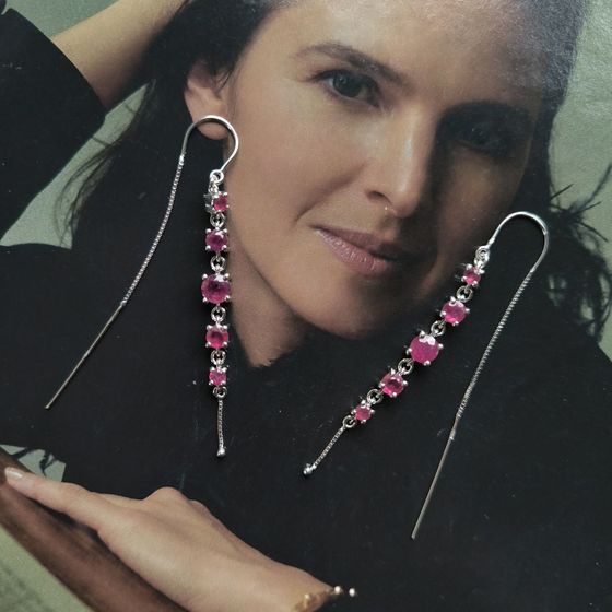 Серебряные серьги с рубином 3.58ct