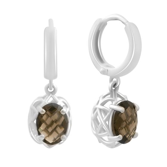 Серебряные серьги с раухтопазом (дымчатым кварцем) 2.19ct