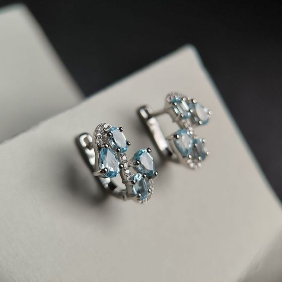 Серебряные серьги с топазом 4.005ct