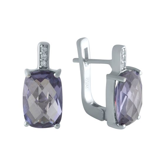 Серебряные серьги с александритом