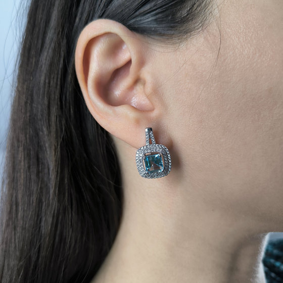 Серебряные серьги с топазом 5.867ct