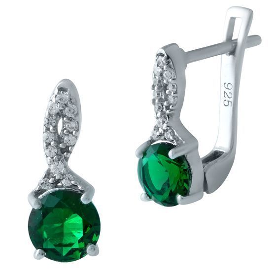 Серебряные серьги с изумрудом nano 1.559ct