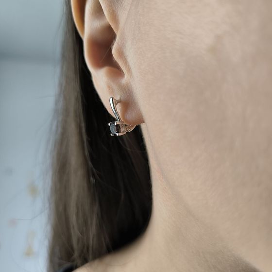 Серебряные серьги с раухтопазом (дымчатым кварцем) 0.942ct