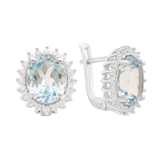 Серебряные серьги с топазом 6.53ct