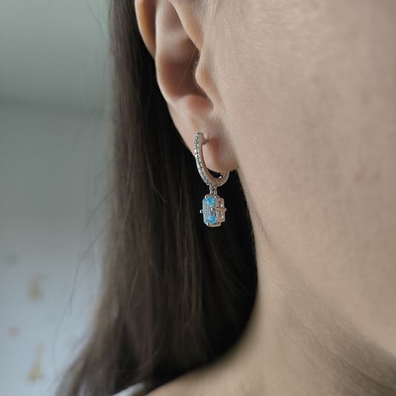 Серебряные серьги с топазом 2.68ct, фианитами