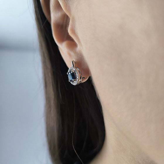 Серебряные серьги с сапфиром nano 1.747ct