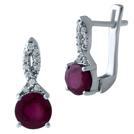 Серебряные серьги с рубином 2.8ct