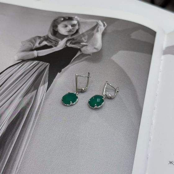 Серебряные серьги с агатом