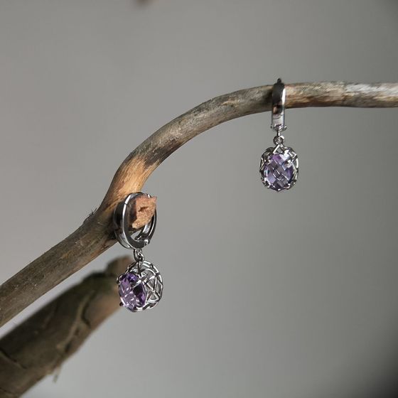 Серебряные серьги с аметистом 1.99ct