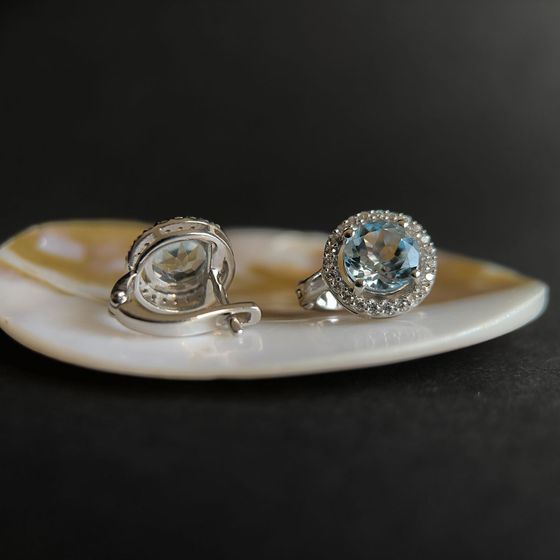 Серебряные серьги с топазом 5.441ct