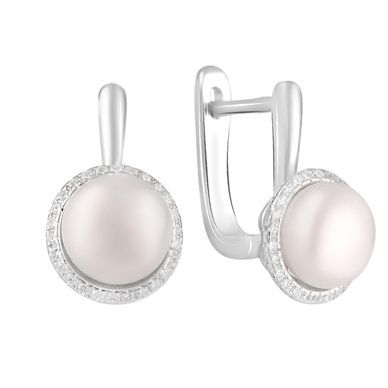 Серебряные серьги с жемчугом 7ct