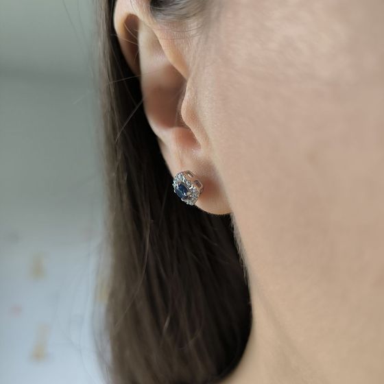 Серебряные серьги с сапфиром nano 0.64ct
