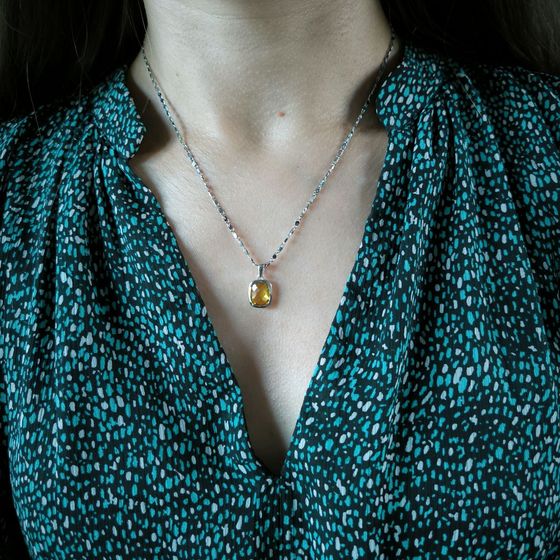 Серебряная подвеска с цитрином nano