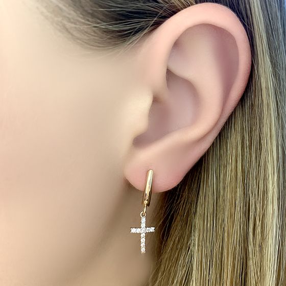 Золотые серьги с фианитами 0.11ct