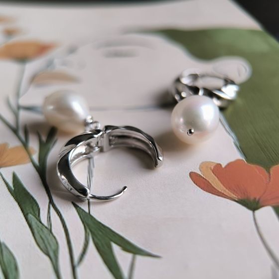 Серебряные серьги с жемчугом барочным