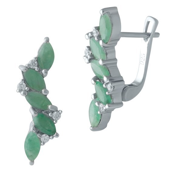 Серебряные серьги с изумрудом