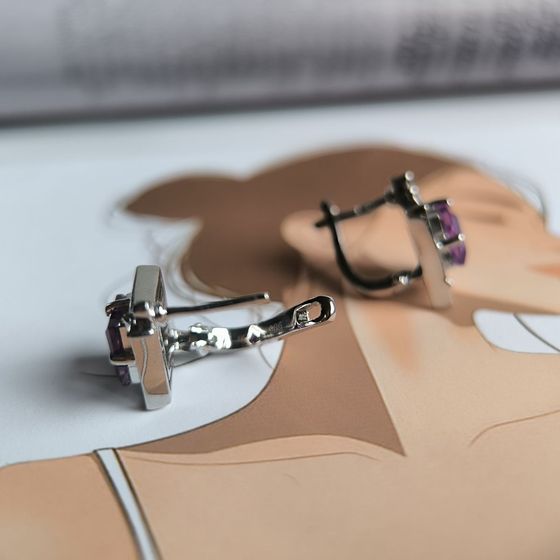 Серебряные серьги с александритом 4.625ct